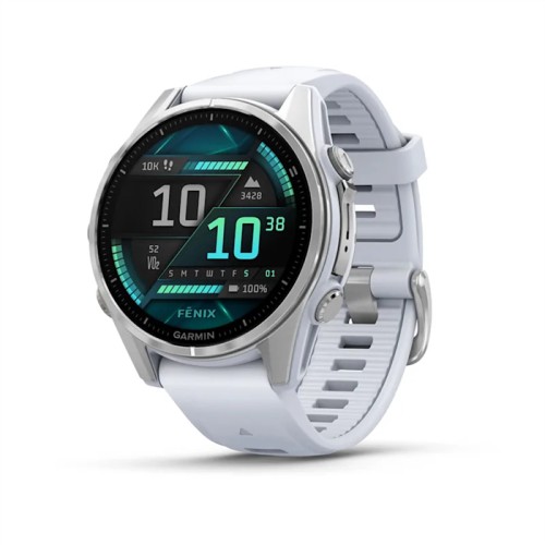 Часы Garmin Fenix 8, 43 mm, AMOLED, Silver with Whitestone Silicone band