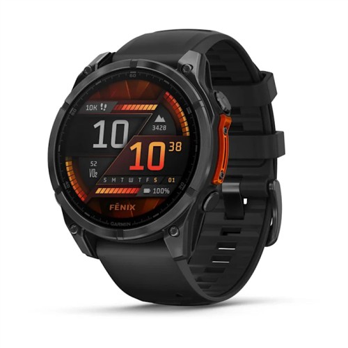 Часы Garmin Fenix 8, 47 mm, AMOLED slate gray with a black silicone band